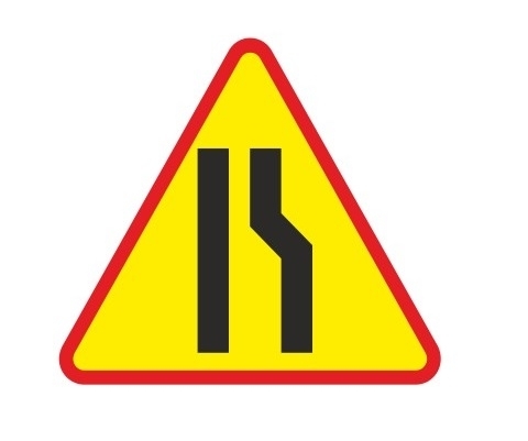 ZNAK DROGOWY ZWĘŻENIE PRAWOSTRONNE A-12B